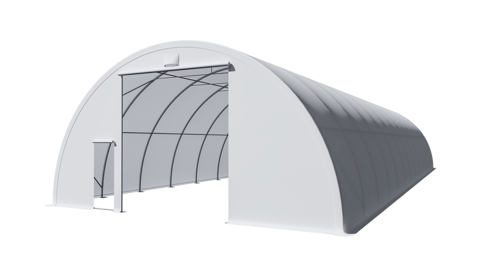 Single Truss Round M Model Storage Shelter W30'xL84'xH15'