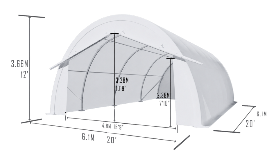 Gold Mountain Single Truss Round Storage Shelter W20'xL20'xH12'