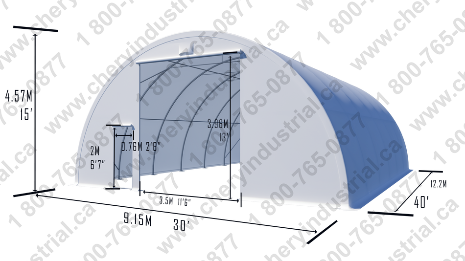 Gold Mountain Single Truss Round Storage Shelter W30'xL40'xH15'