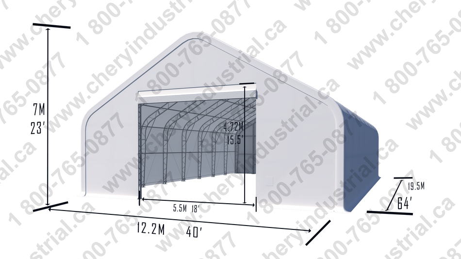 Abri pointu à double ossature Gold Mountain W40'xL64'xH23'