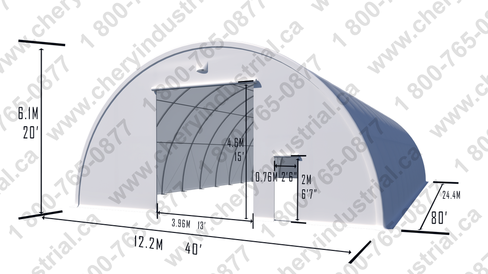 Dome à simple ossature Gold Mountain W40'xL80'xH20'