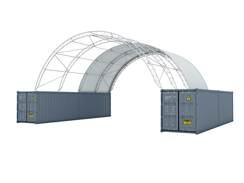 Double Truss Shipping Container Canopy Shelter 40'x40'x15' - Model M