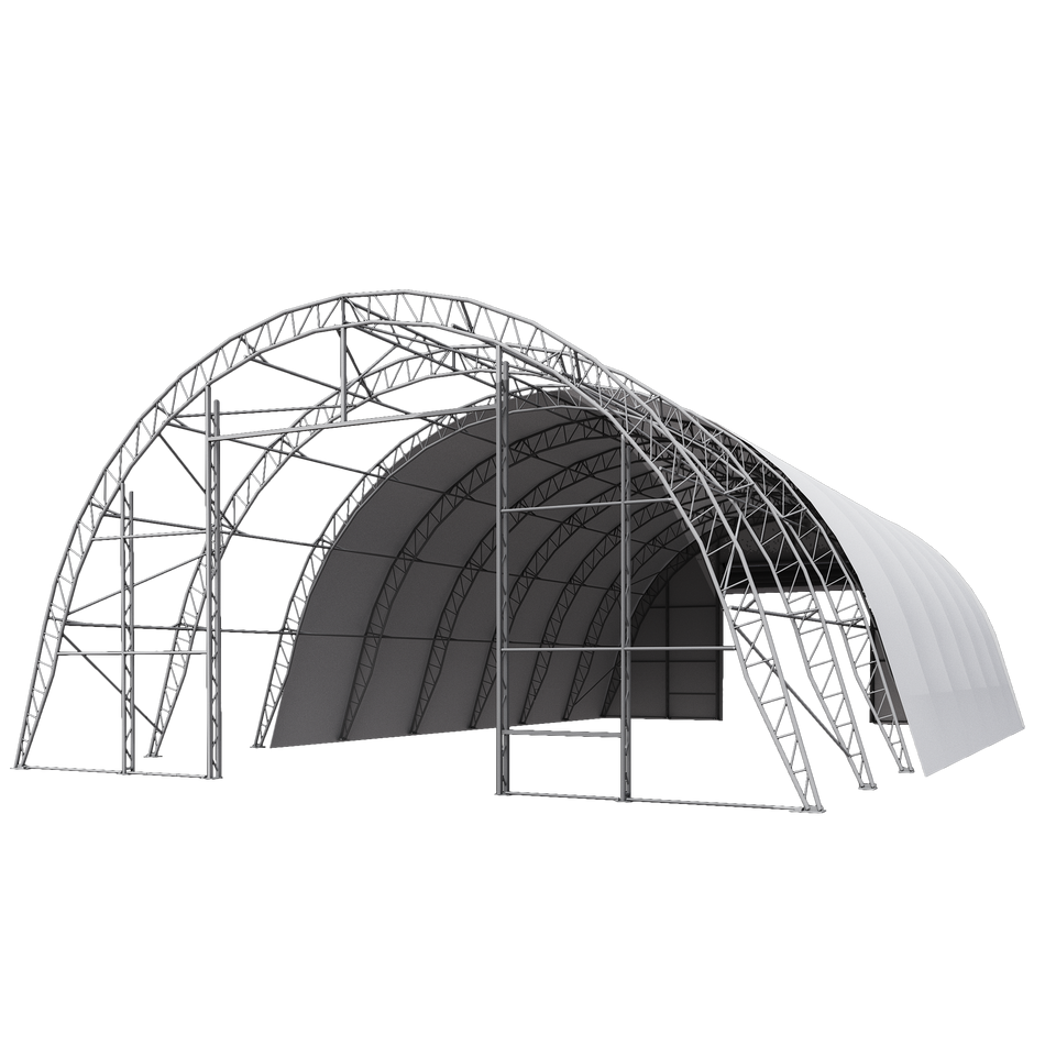 Double Truss Round M Model Storage Shelter W50'xL80'xH25'