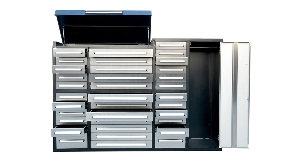 Steelman 7' Stainless Steel Garage Cabinet (35 Drawers)