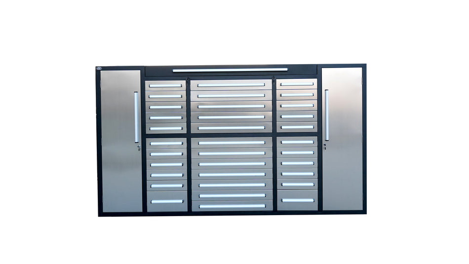 Steelman 9' Stainless Steel Garage Cabinet (34 Drawers)