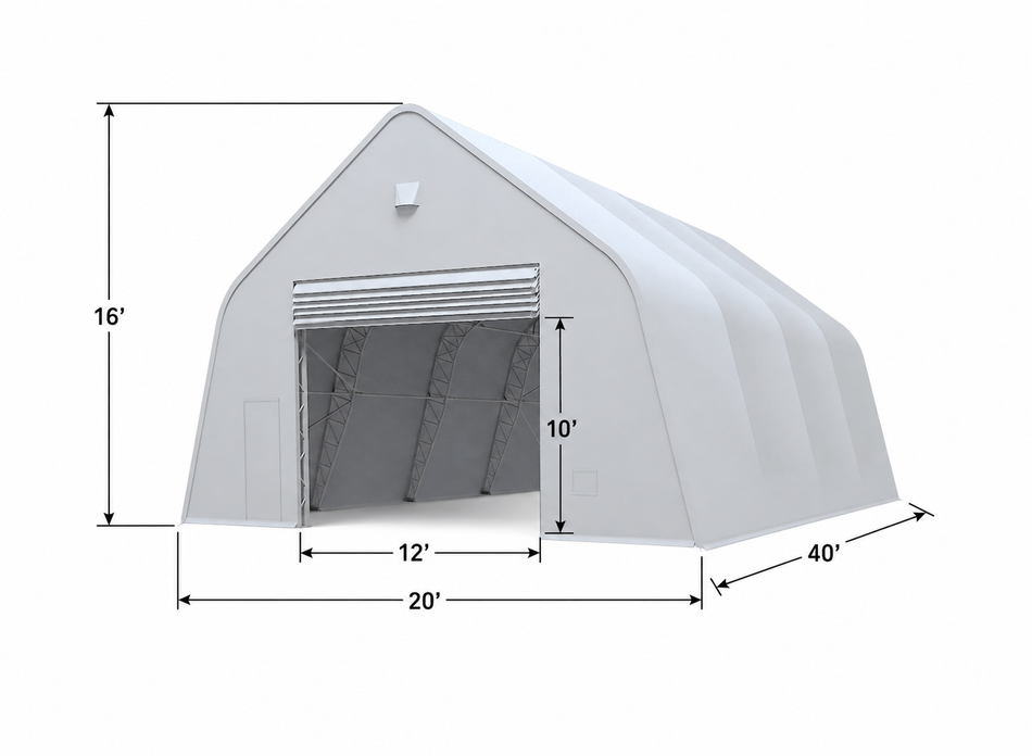 Double Truss Peak M Model Storage Shelter W20'xL40'xH16'