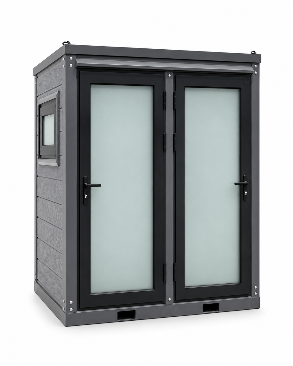 Bastone Portable Restroom 2 Private Toilet Stalls(Glass Door)