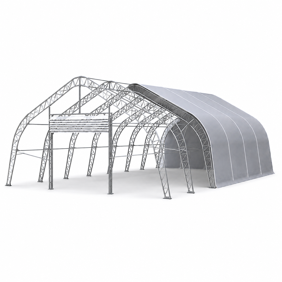 Double Truss Peak M Model Storage Shelter W40'xL60'xH22'