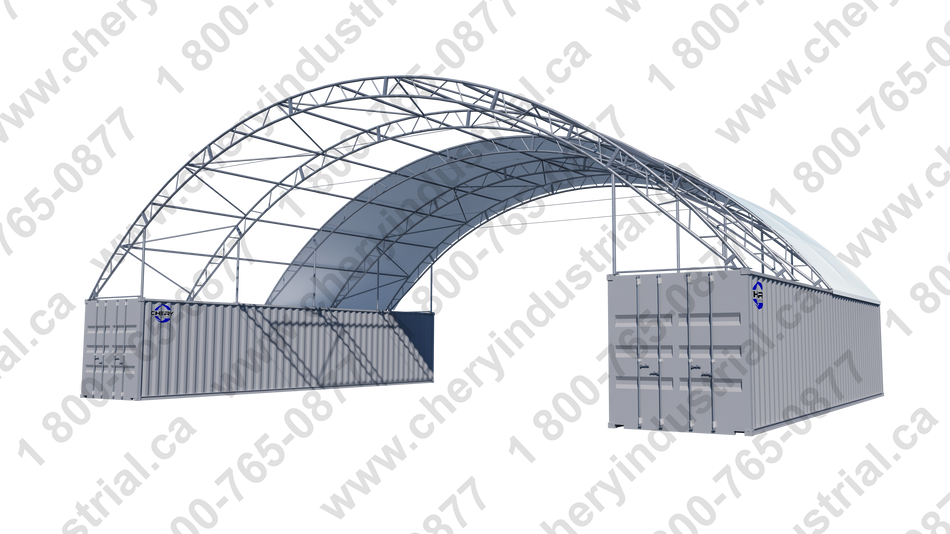 Dome pour conteneur d'expédition à double ferme Gold Mountain 60'x40'x20'-610g PVC