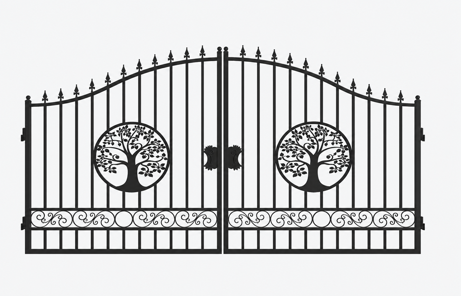 Greatbear Dual Swing Wrought Iron Gate with Pattern