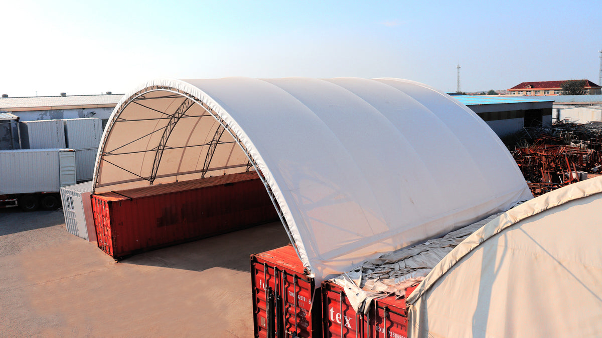 Loading Containers Canopy Double Truss Shipping Container Canopy Shelter 50'x40'x17' - Model M ...