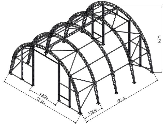 Double Truss Round M Model Storage Shelter W40'xL40'xH22'