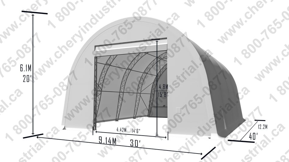 Dome à double ferme, modèle M, l30'xL40'xH20'