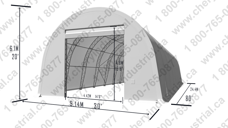 Dome à double ferme, modèle M, l30'xL80'xH20'