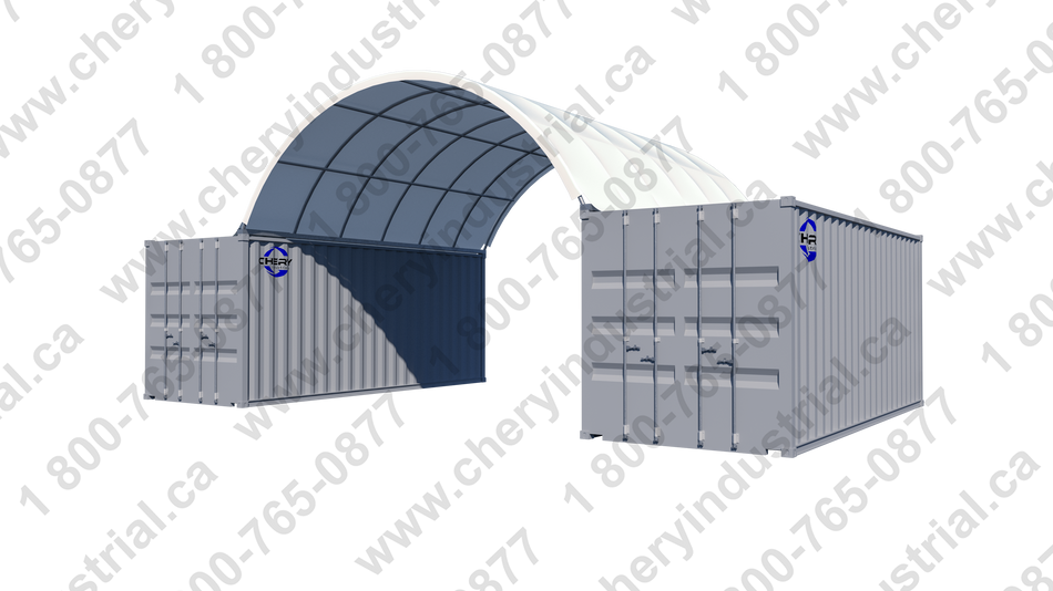 Gold Mountain Single Truss Shipping Container Canopy Shelter 20'x20'x6.5' 1.2m Arch space 300g PE