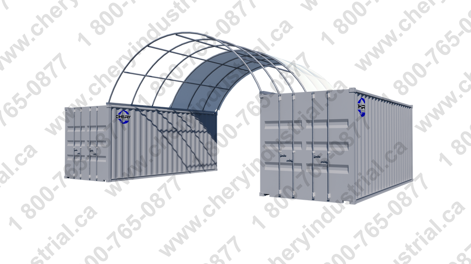 Dome pour conteneur d'expédition à treillis unique Gold Mountain 20'x20'x6.5', espace d'arche de 1.2m, 300g PE