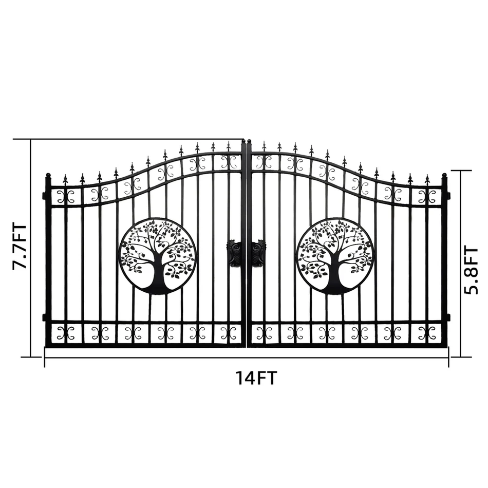Greatbear Dual Swing Wrought Iron Gate with Pattern "Tree"