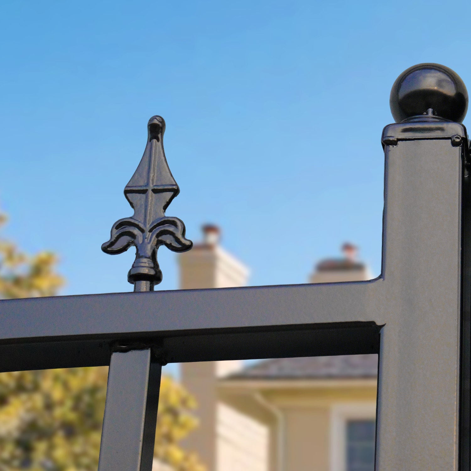 Close-up of Greatbear driveway gate spear tip