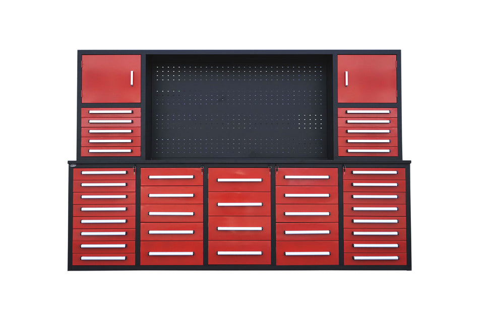 Steelman 10' Garage Cabinet Workbench (40 Drawers & 2 Cabinets)