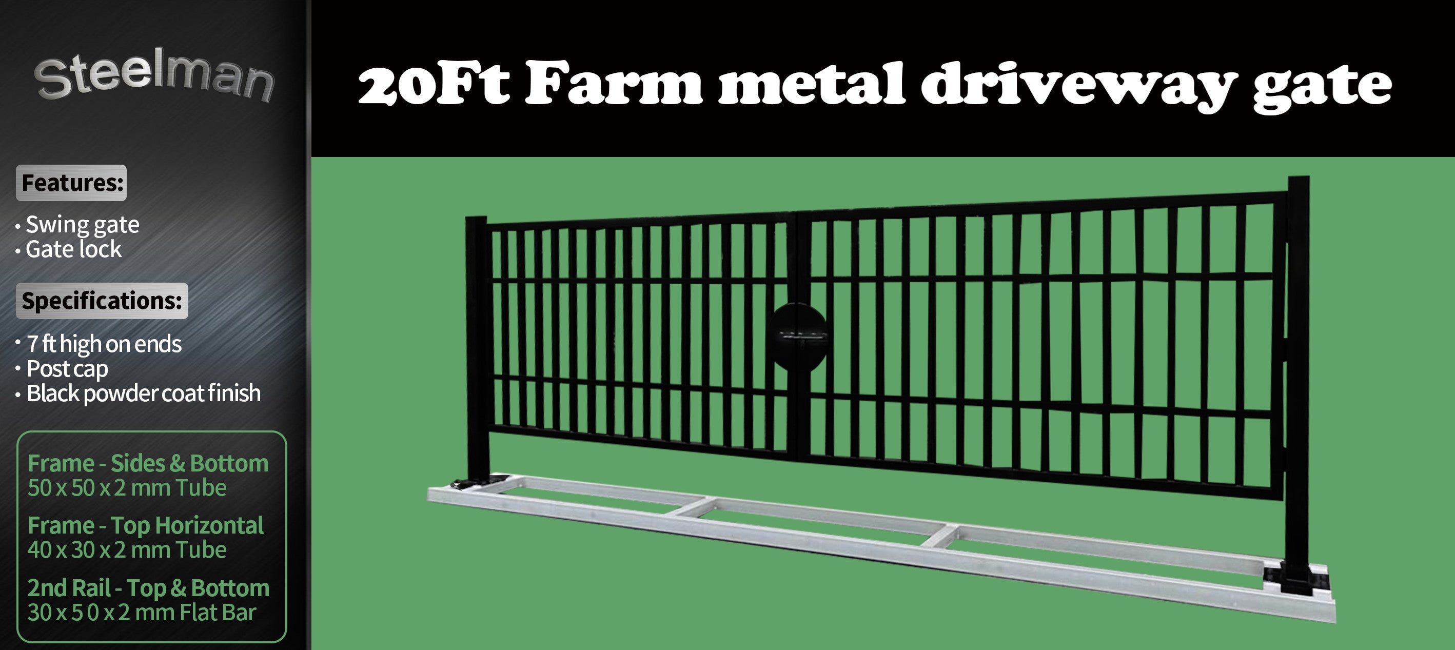 Greatbear 20' Farm Metal Driveway Gate TM18-NCC – Chery Industrial