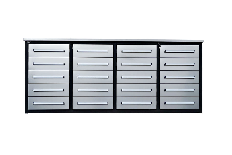 Steelman 7' Stainless Steel Garage Cabinet Workbench (20 Drawers)