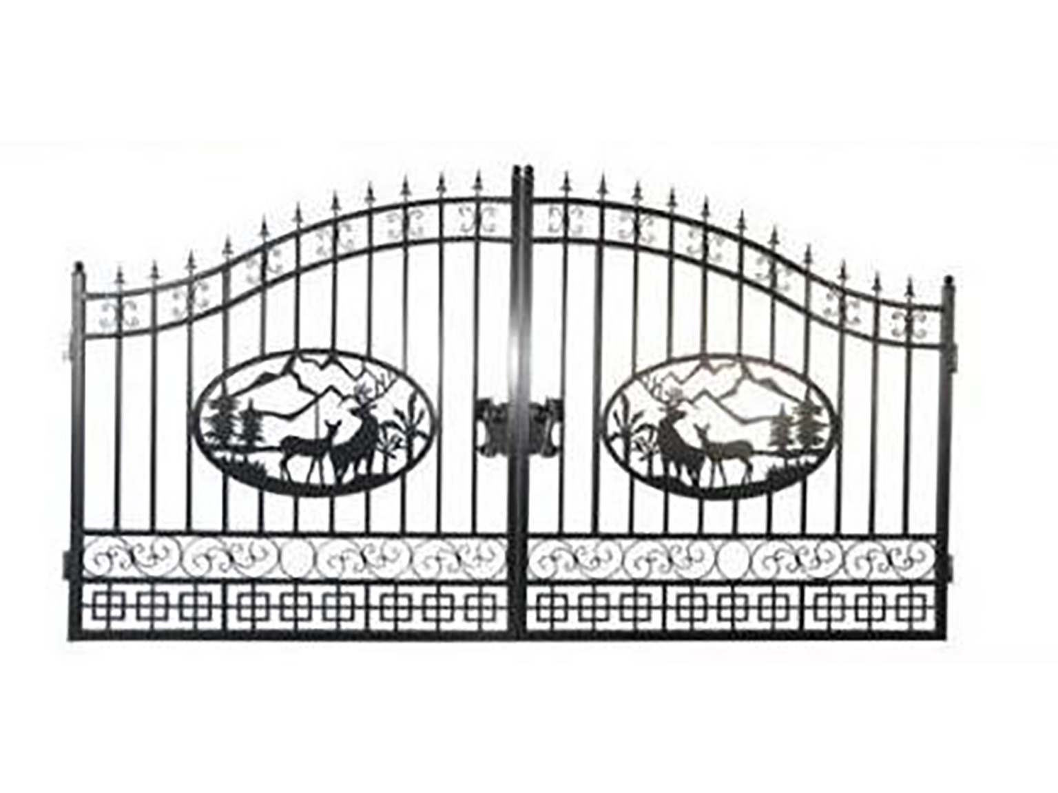 Greatbear Dual Swing Wrought Iron Gate for Driveway