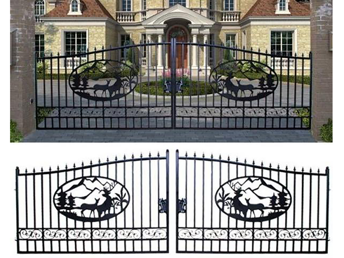 Greatbear Dual Swing Wrought Iron Gate for Driveway