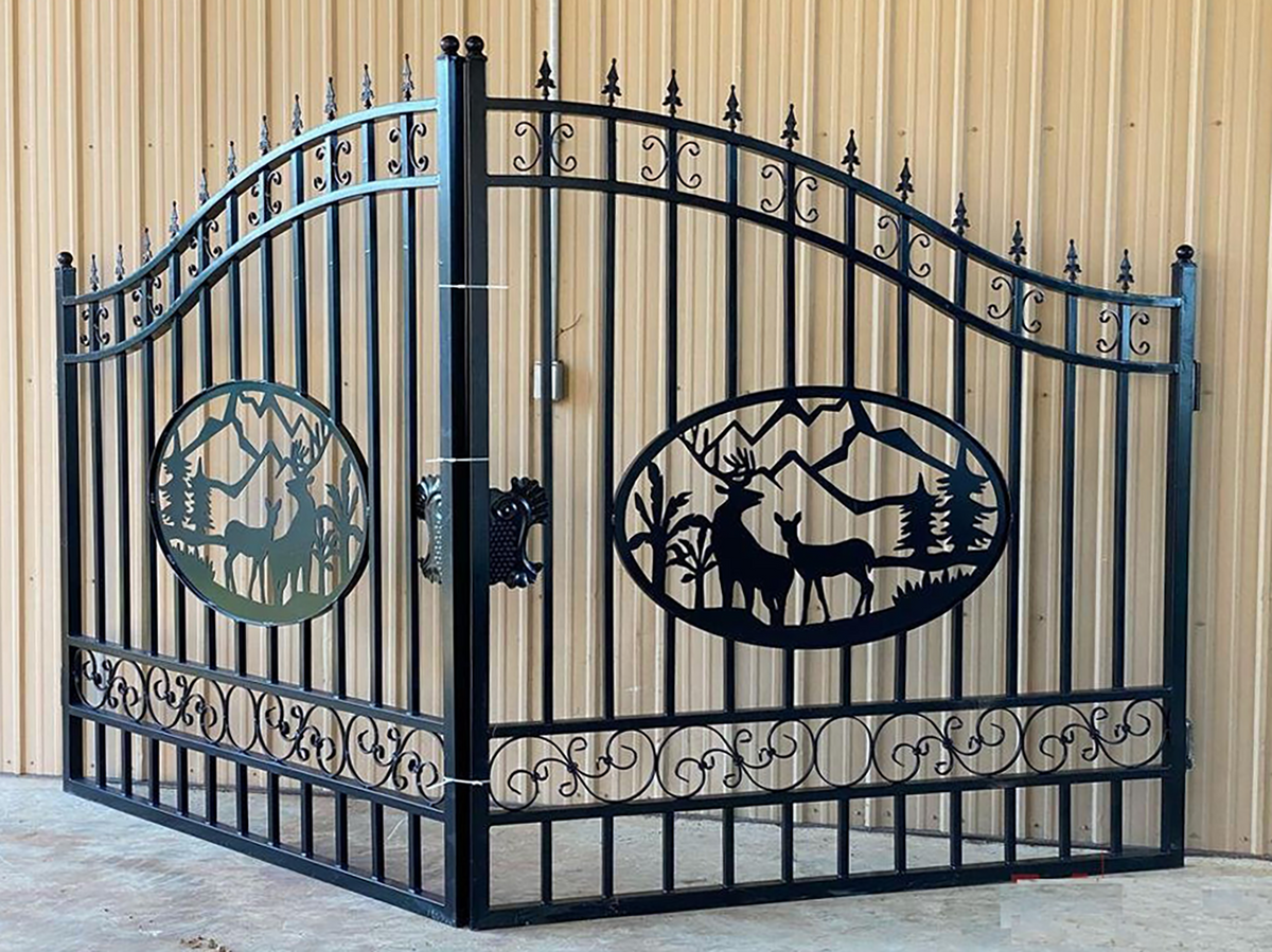 Greatbear Dual Swing Wrought Iron Gate for Driveway