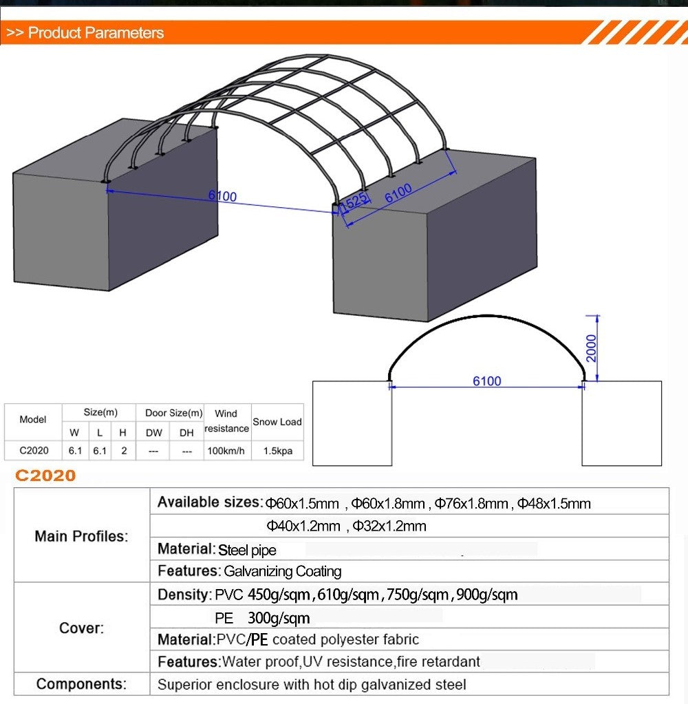 Gold Mountain Shipping Container Canopy Shelter 20'x20'