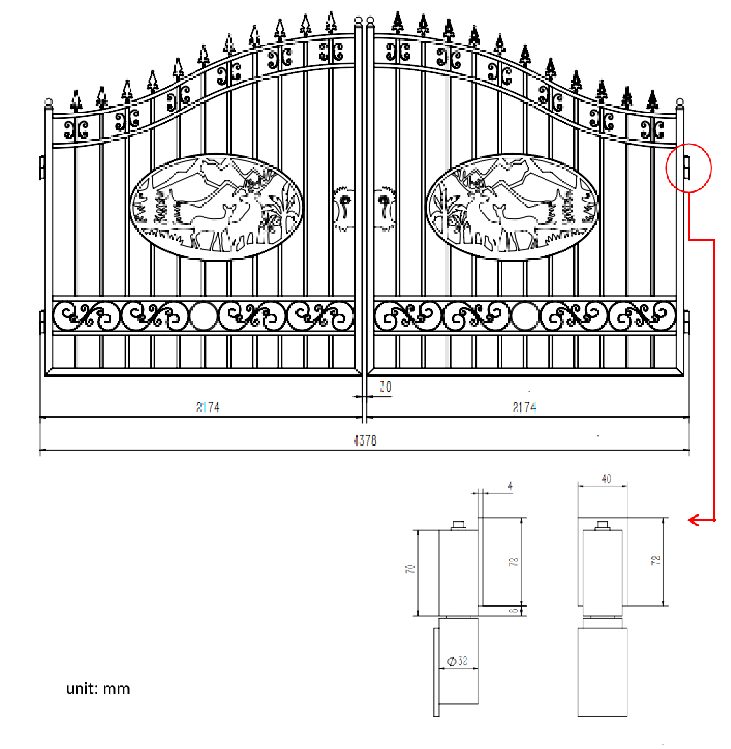 Greatbear Dual Swing Wrought Iron Gate for Driveway