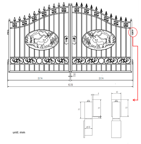 Greatbear Dual Swing Wrought Iron Gate for Driveway